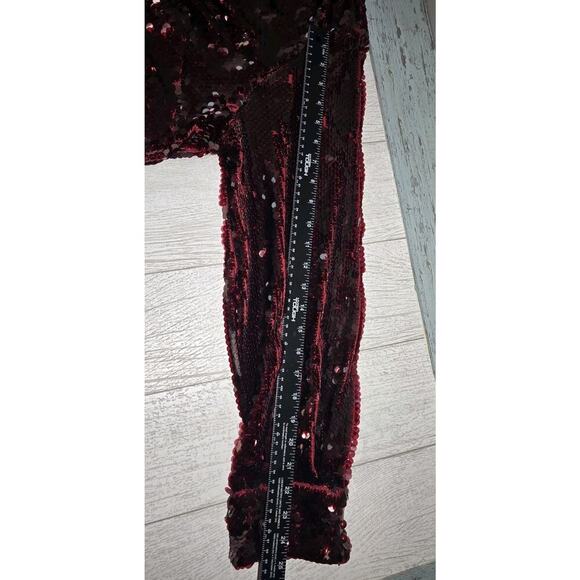 Boohoo Elegant Sexy Sequin Wrap Dress W Belt Malbec Red PLUS 16 Heavy Snap Closu - Picture 11 of 11